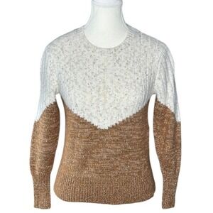 Cupcakes and Cashmere Faith Colorblock Cream Brown Chevron‎ Knit Sweater XS